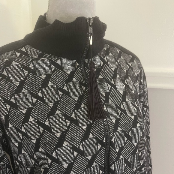 🔵5 For $15🔵 David Brown California Vintage Black Sparkly Zip Up Sweater - Picture 2 of 8